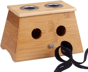 Bambo Moxa Stick Holder With 2 Hole, 13.5cm x 8.5cm (base) x 9cm (H)